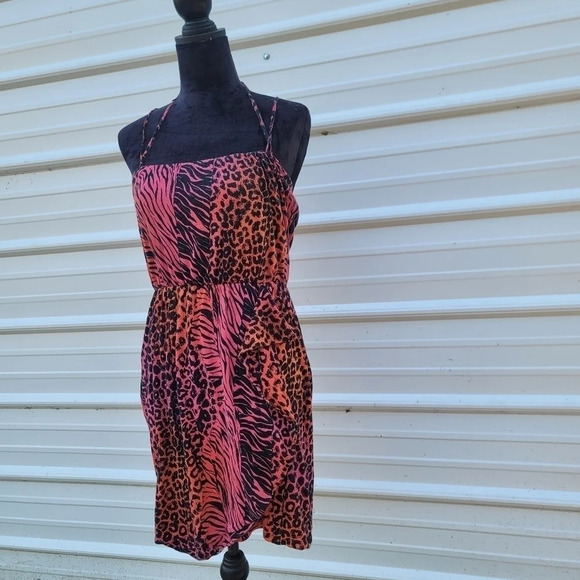 Volcom Women's Red Black Jersey Stretch Casual Strappy Sun Layered Dress M (12) - Picture 5 of 10